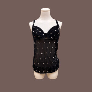 Ava Rose Bustier Top | Sheer Black Lace | Size XL | Vintage